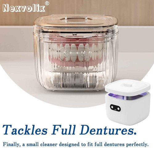 45kHz Ultrasonic Retainer Cleaner Machine, 250ML Denture Cleaner, Mouth Guard Cleaner for Aligner, Night guard, Braces, Toothbrush, Jewelry, Rings, Necklaces (white)