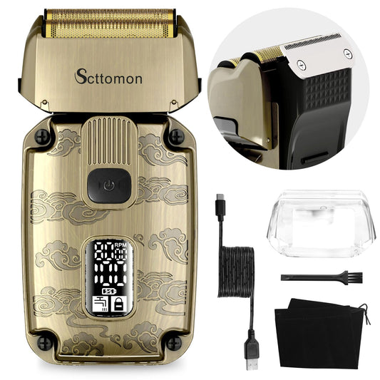 Scttomon Electric Foil Shaver Razor for Men Beard Trimmer Shaver Bald Head Shaver Hair Trimmer Cordless Waterproof