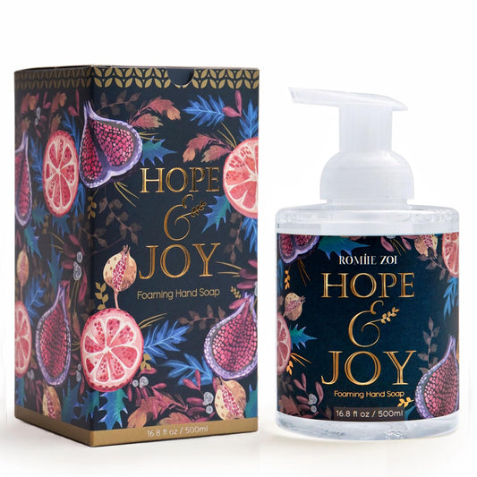 ROMIIE ZOI Christmas Foaming Hand Soap with Gift Box - Hope & Joy, Infused with Frosted Holly Aroma - 500ml/ 16.8 fl. oz