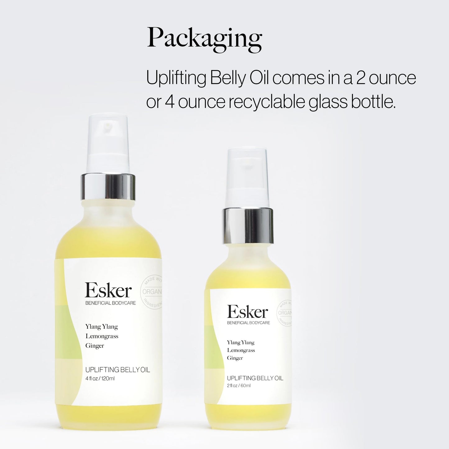 Esker Natural Uplifting Belly Oil | (2.0oz) | Plant-Based Formulated with Antioxidants Promoting Deep Hydration and Cell Regeneration | Skin Stays Nourished and Resilient During Pregnancy