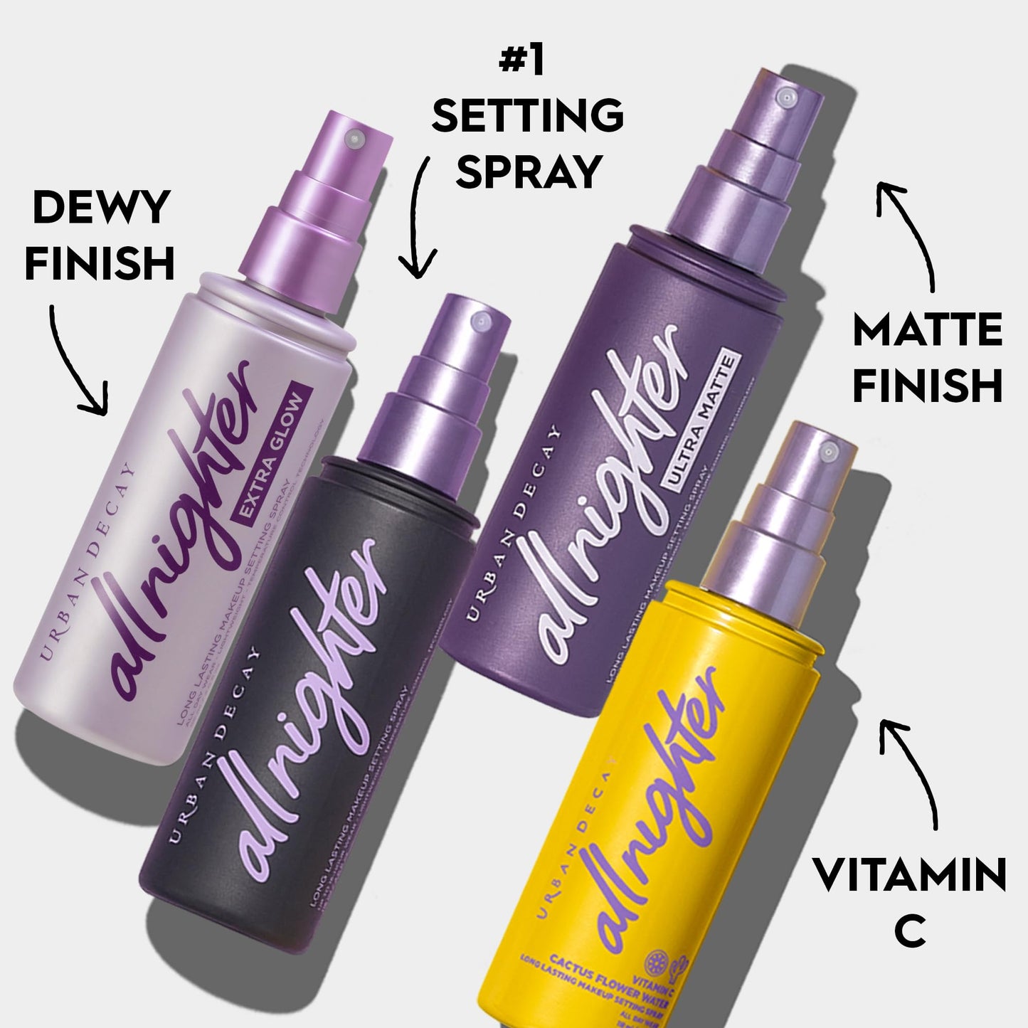 Urban Decay All Nighter Vitamin C Hydrating Makeup Setting Spray for Face (Travel Size), Transfer-Resistant, Waterproof, 16 HR Wear, Vitamin C & Cactus Flower Water, Illuminated Finish - 4 fl oz