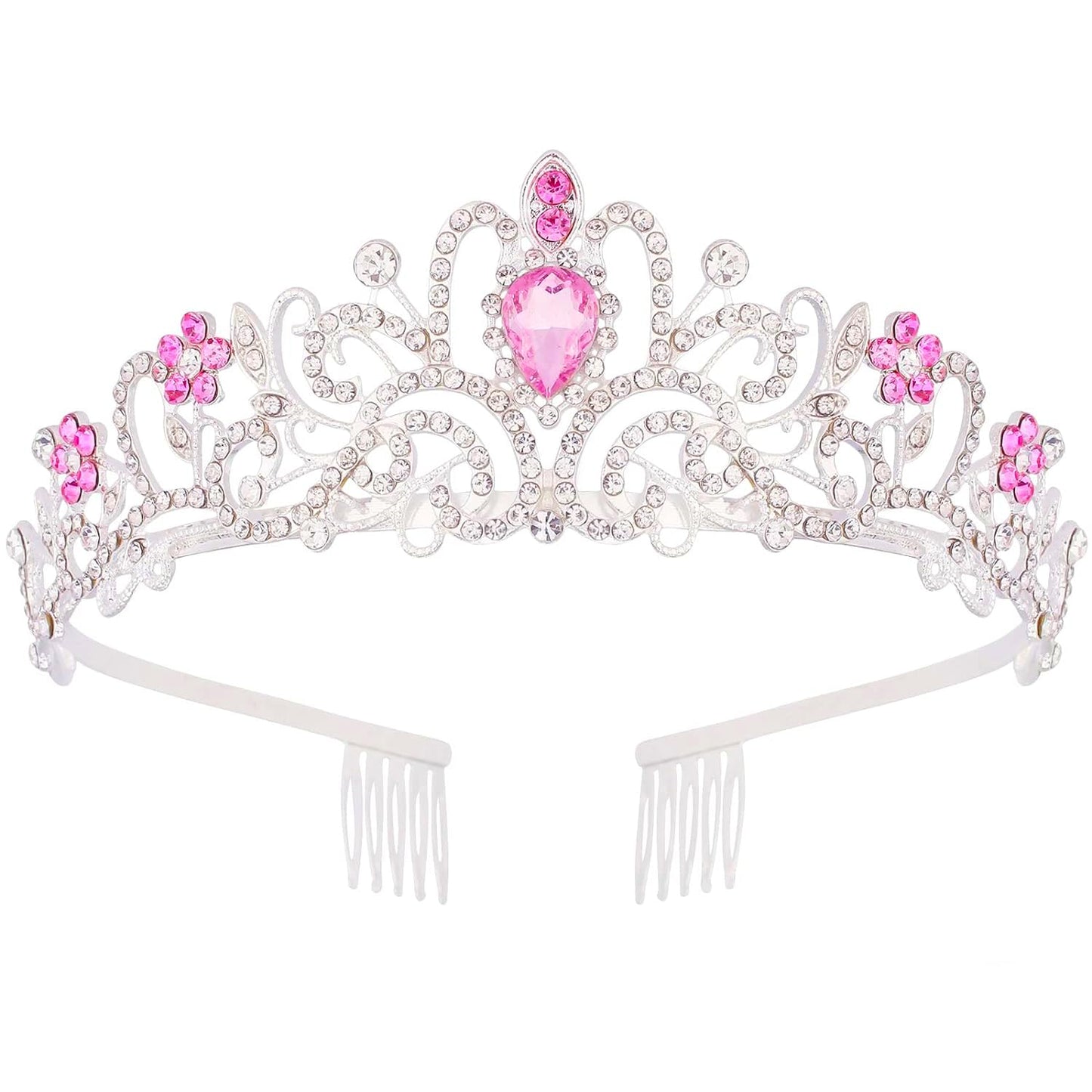 KICOSY Pink Crown for Women Princess Tiara Pink Crystal Headband Pink Tiara for Women Queen Crown Adult Women Tiara Crown for Party Hair Accessories for Women