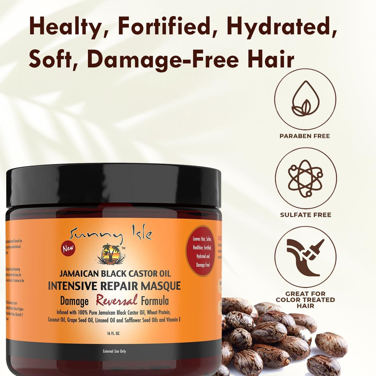 Sunny Isle Jamaican Black Castor Oil Extreme Hydrating Shampoo + Conditioner 10.1oz + Intensive Repair Masque 16oz "Combo"