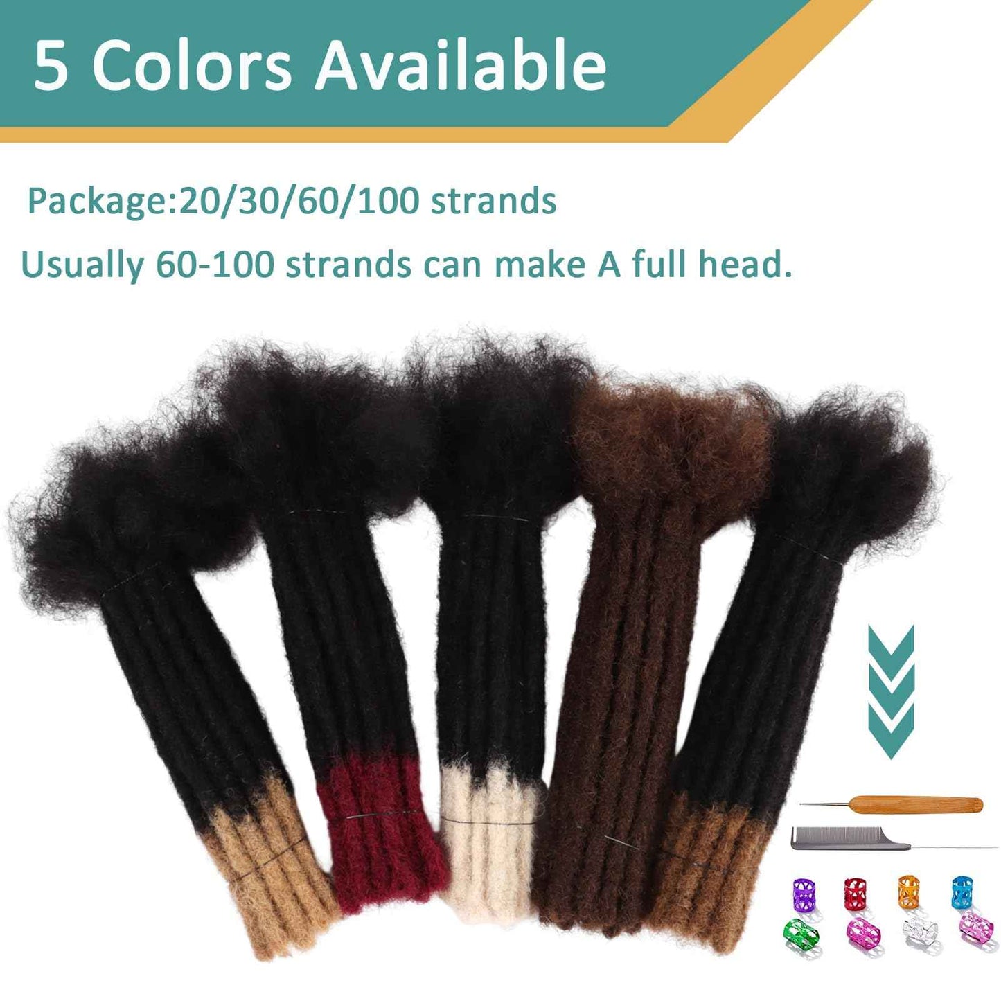 Viovian 0.6cm Ombre Loc Extensions Real Human Hair 8 Inch 30 Strands Dread Lock Human Hair Dreadlock Extensions for Men/Women Color 1b/27