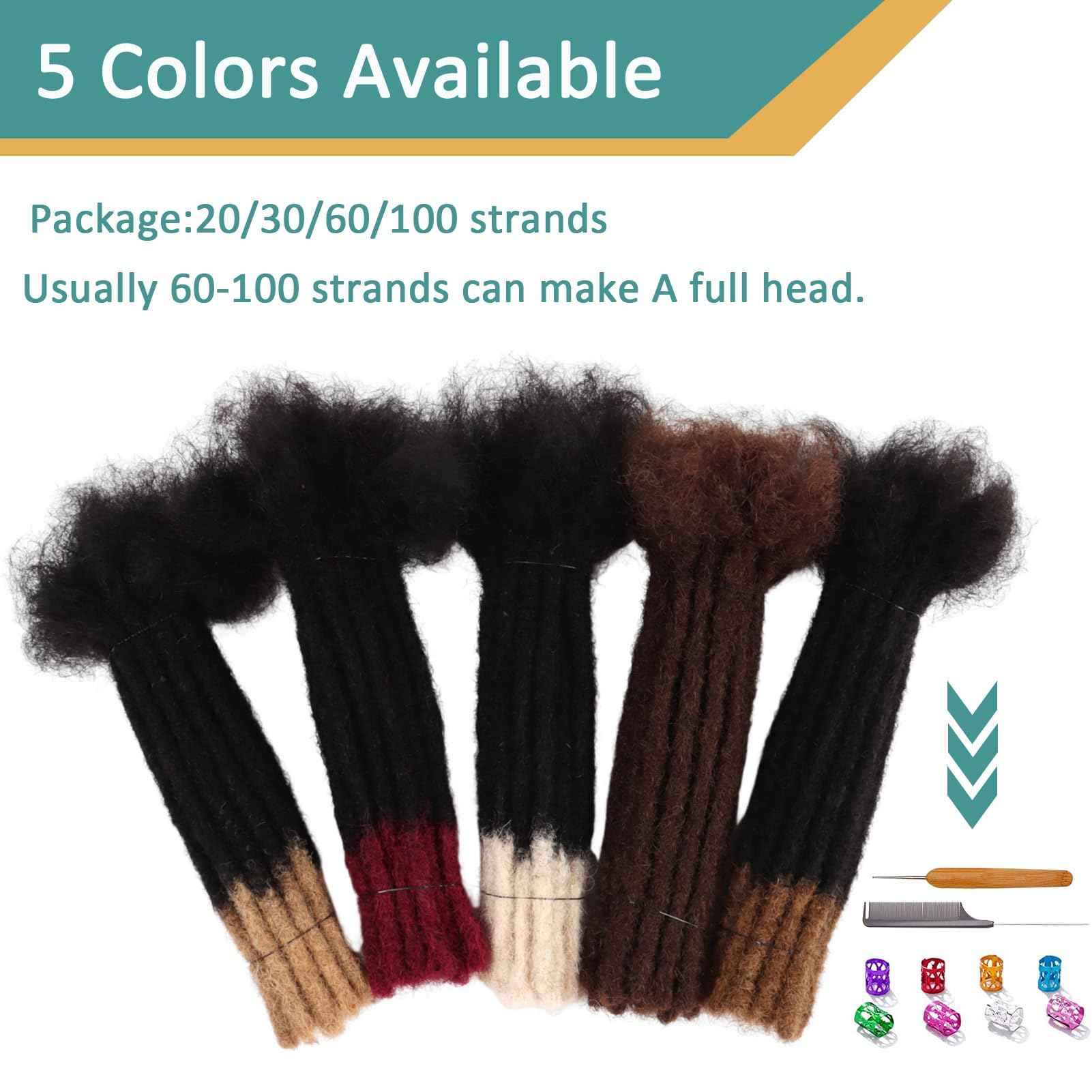 Viovian 0.6cm Ombre Loc Extensions Real Human Hair 8 Inch 30 Strands Dread Lock Human Hair Dreadlock Extensions for Men/Women Color 1b/27