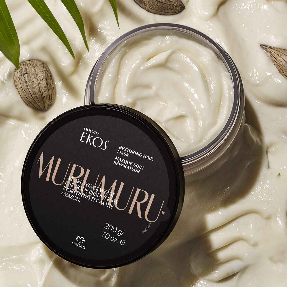 natura Ekos Murumuru Reconstruction Hair Mask - Reduce Breakage & Rebuild Hair Fiber - Intensely Repairs & Protects From Damage -Deep Hydration - Vegan & Cruelty-Free Hair Care - 200g