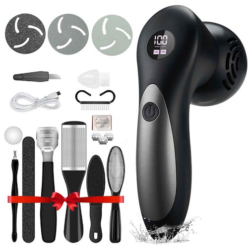 Doeean Electric Feet Foot Callus Remover Equipped with A Vacuum System Foot Scrubber 17 in 1 Professional Foot Care Tool Ipx6 Waterproof Rating for Removing Hard Cracks Dryness and Dead Skin (Black)