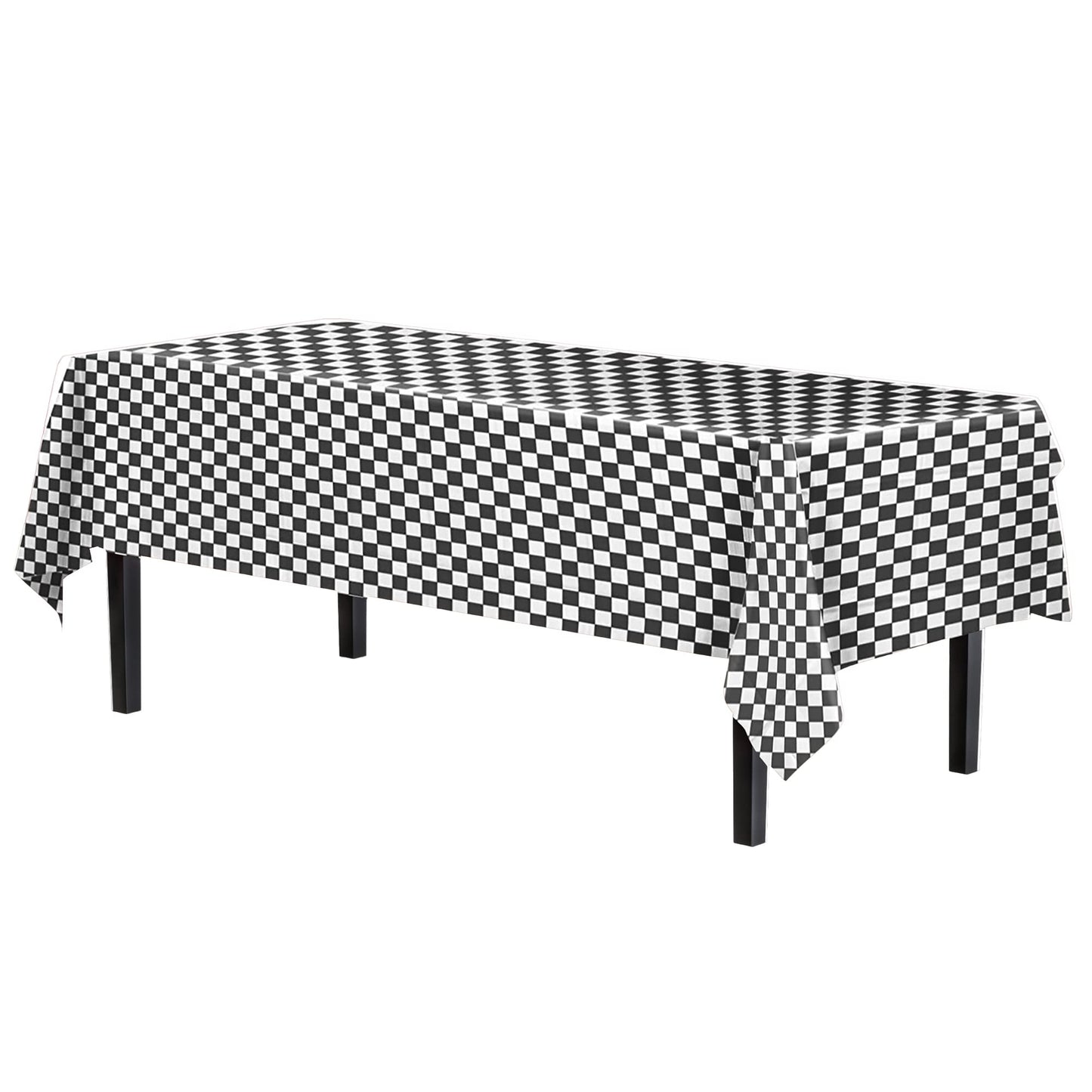 Exquisite 12-Pack - Premium Plastic Tablecloth 54in. x 108in. Rectangle Table Cover - Checkered