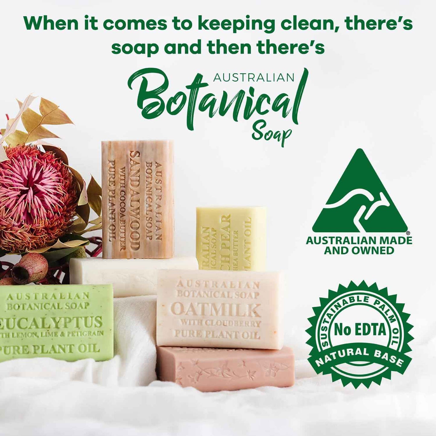 Australian Botanical Soap 6.6 OZ, Pack of 8, Goat Milk Soap Bars with Soya Bean Oil, Enriched with Organic Shea Butter, Suitable for All Skin Types, Packaging May Vary