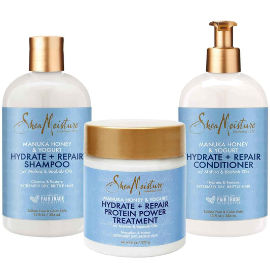 SheaMoisture Shampoo & Conditioner, Manuka Honey & Yogurt Hydrate & Repair + Whipped Curl Cream for Curly Hair Definition, Frizz Control