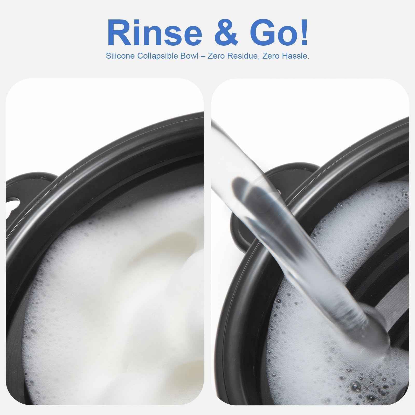 SPOSAFE Foldable Shaving Soap Bowl – Portable, Easy-to-Carry Shaving Soap Cup for Wet Shave, Travel Shaving Lather Bowl/Shaving Mug Compatible with Shave Cream & Soap for Men (Black)