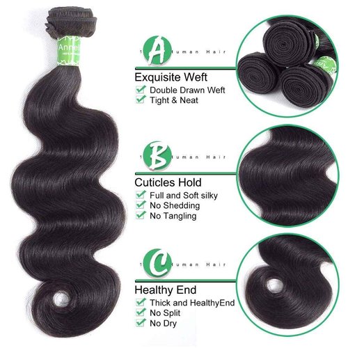 12A Body Wave Bundles Human Hair 10 10 10 10 Inch Human Hair Bundles 100% Virgin Hair 4 Bundles Human Hair Extensions for Women Natural Black