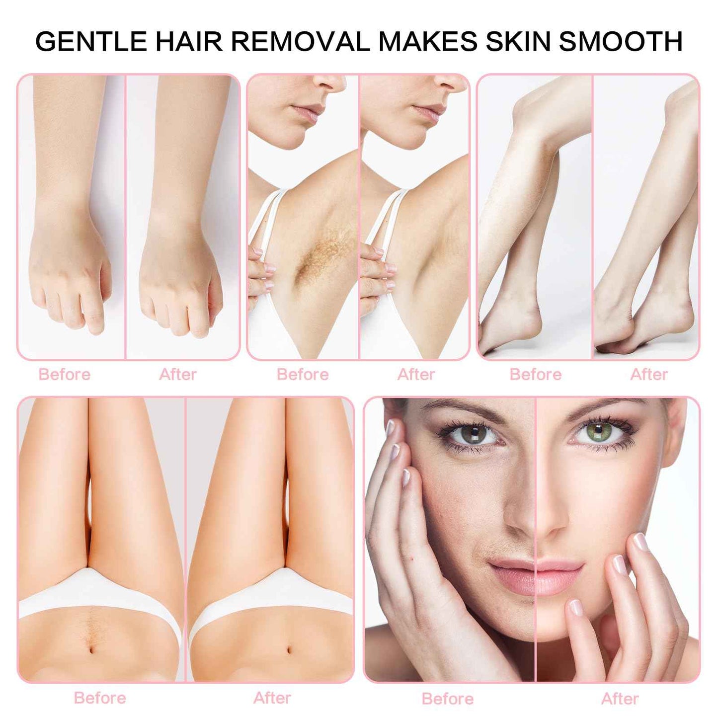 Portable Pink Wax Warmer with Adjustable Temperature and Wax Sticks for Painless Hair Removal for Women and Men