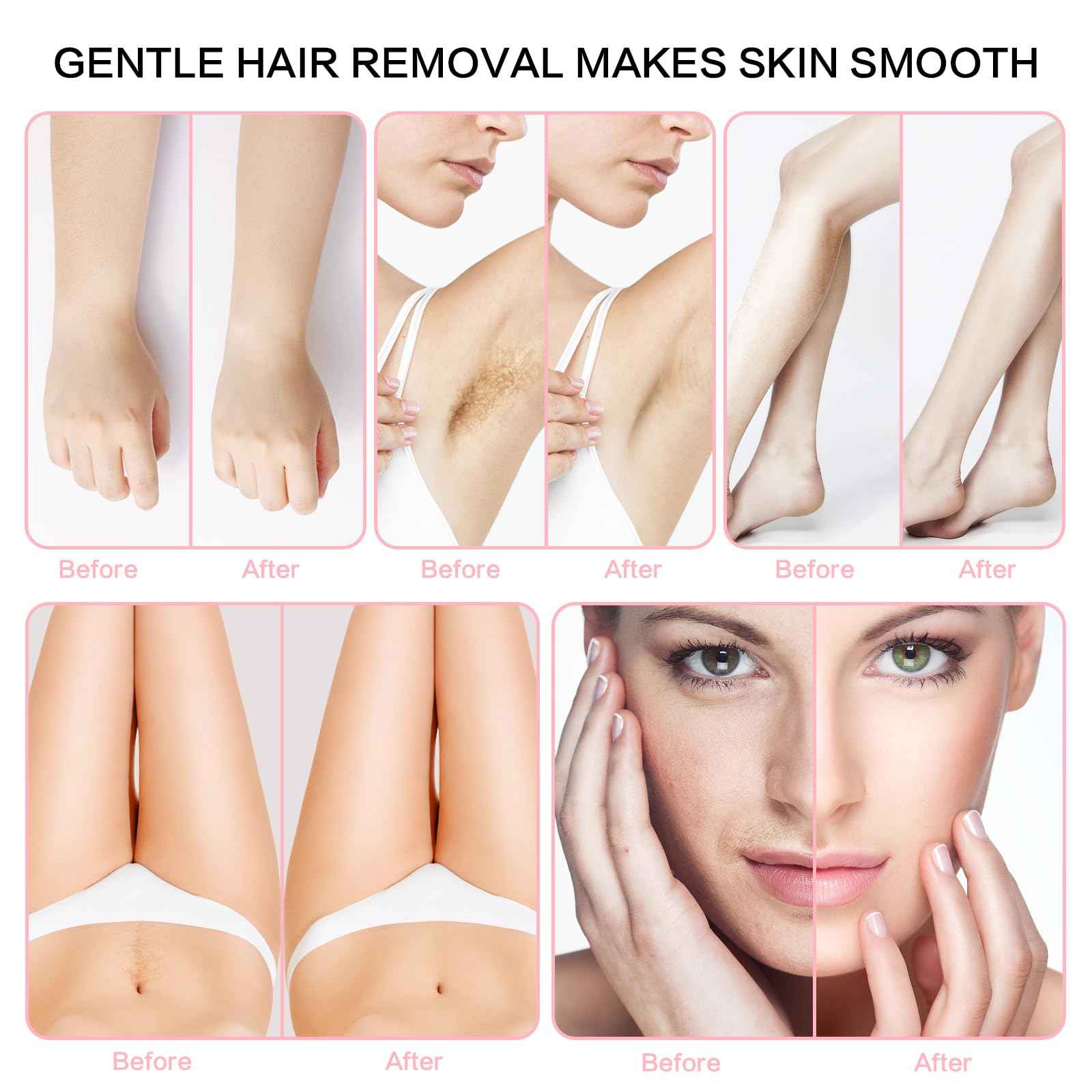 Portable Pink Wax Warmer with Adjustable Temperature and Wax Sticks for Painless Hair Removal for Women and Men