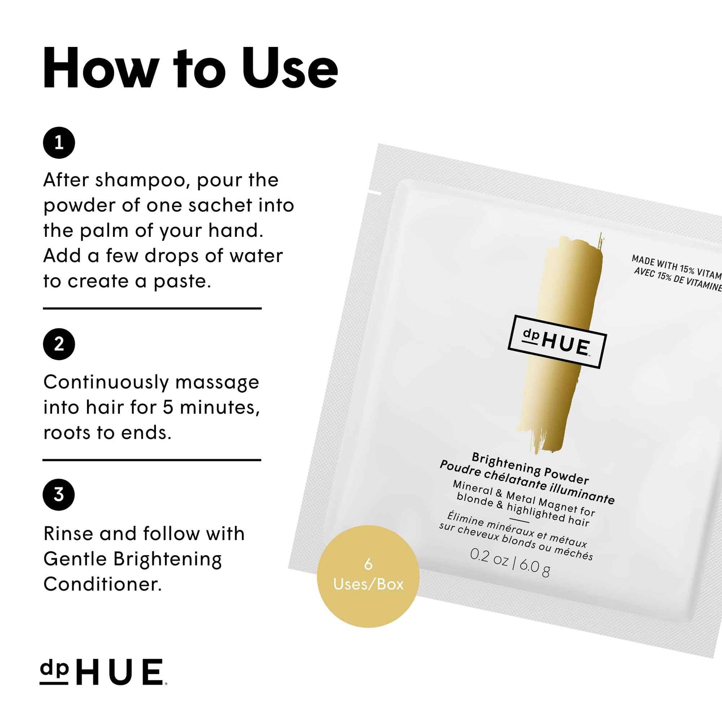 dpHUE Brightening Powder - 6 Uses - Boosts Brightness & Shine of Blonde or Highlighted Hair - Removes Minerals, Metals, Chlorine & Impurities - Color-Safe Formula - Cruelty Free