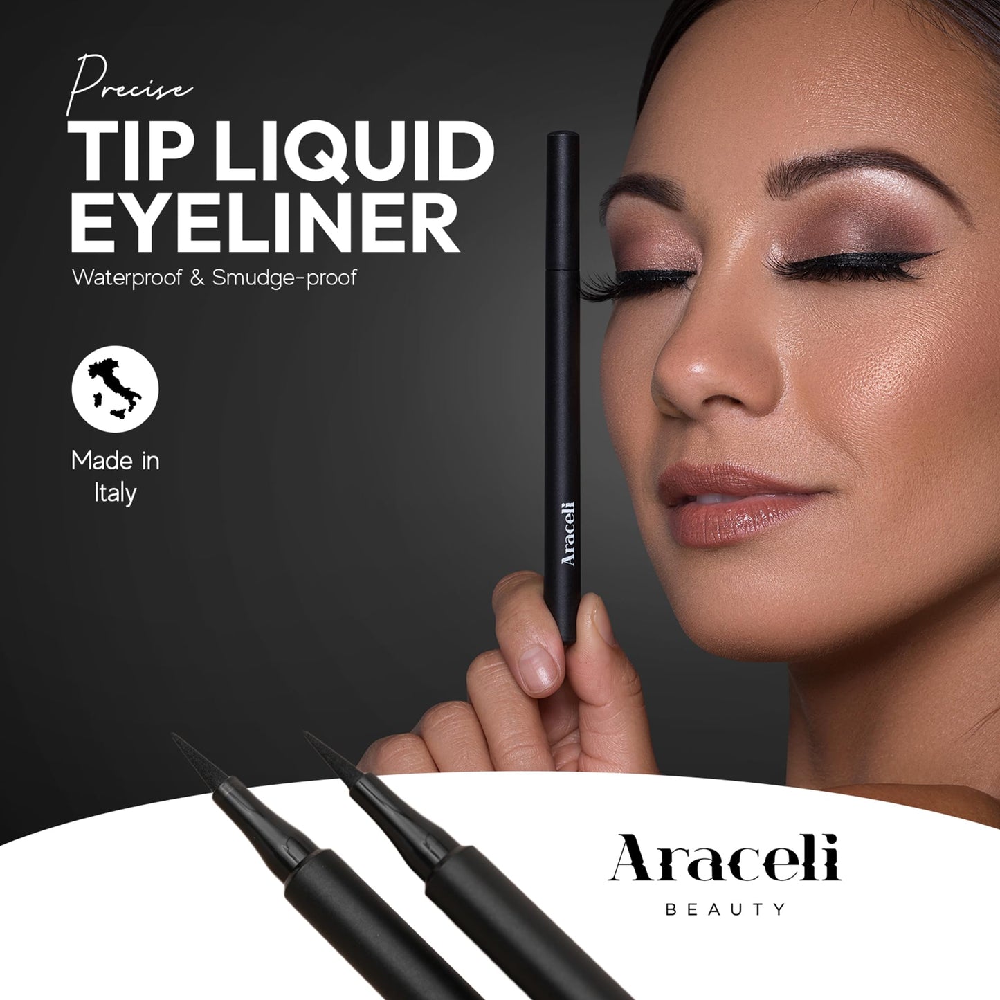 Araceli Beauty Liquid Eyeliner - Water Resistant Long-Lasting Eyeliner Pen - Precision Liquid Eye Liner with Smudge-Proof Formula - Easy Glide & Quick Dry - Perfect for Cat Eye & Winged Looks - Black