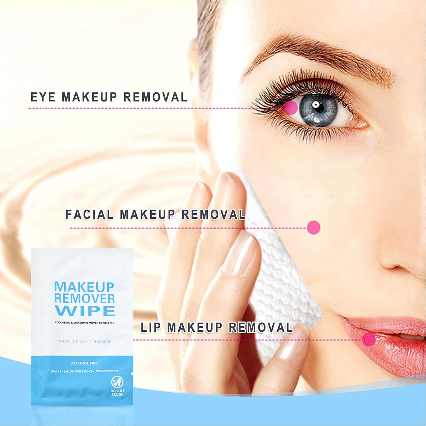 100 Pack Individual Makeup Remover Wipes, Makeup Remover Wipes Individually Wrapped Makeup Wipes Bulk Face Cleansing Wipes, Travel Makeup Remover Cloth for Travel Hotel Skin Care Face Cleansing