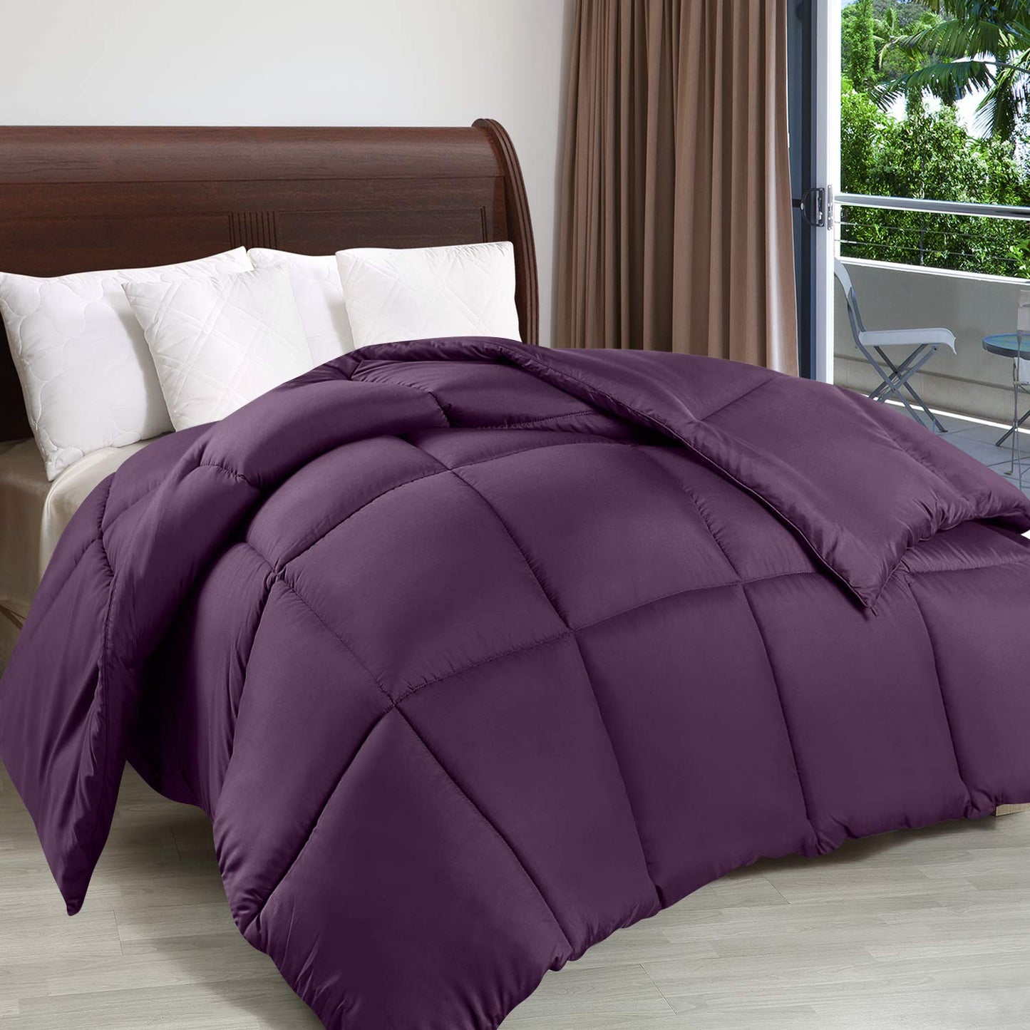 Utopia Bedding Comforter Duvet Insert, Quilted Comforter with Corner Tabs, Box Stitched Down Alternative Comforter King (Plum)