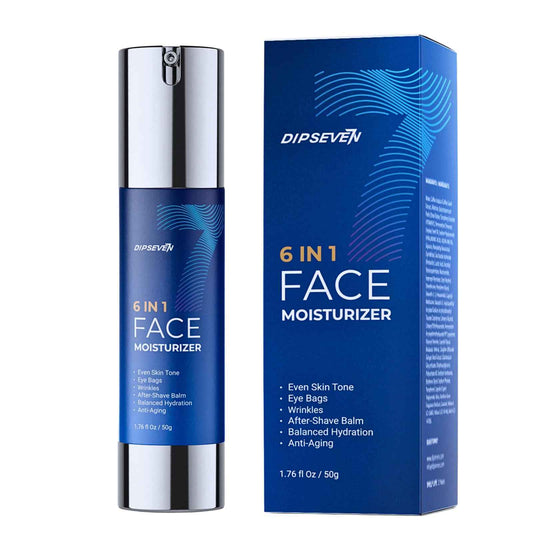 DIPSEVEN 6 in 1 Face Cream for Men: Anti-Aging Mens Moisturizer - Firming Peptide & Hyaluronic Acid & Squalane - Wrinkles Cream Eye Bag Treatment for Men