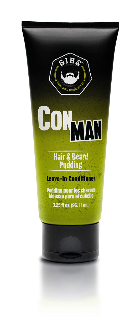 GIBS Con Man Hair & Beard Pudding - Leave-In Conditioner, Curl Definer, 7.5 Fl oz (3.25 fl oz)