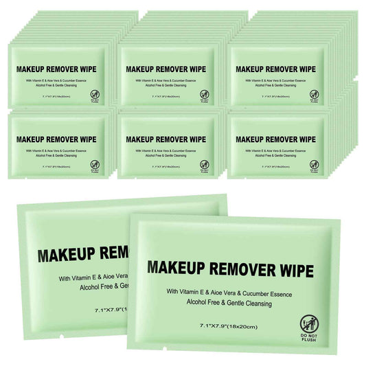 Makeup Remover Wipes Individually Wrapped, 120 Pcs Facial Cleansing Towelette Travel Size, Alcohol-Free, Gentle for Removing Makeup, Oil, Dirt