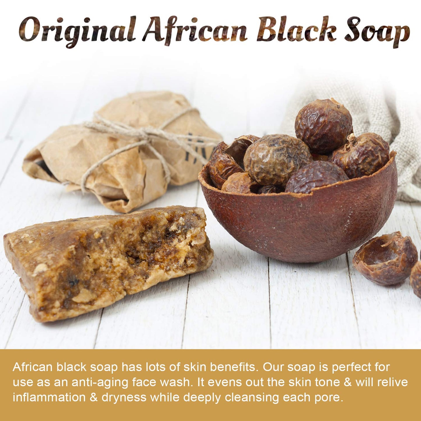 It's Pure Natural African Black Soap Bars with Coconut Oil (Pack of 3) Organic Raw Soap for Face & Body, Acne Treatment & Dark Spot Remover [Made in Ghana]