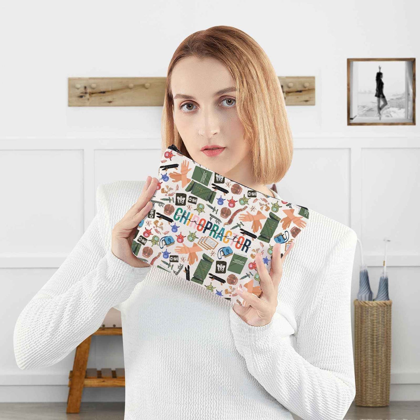 WZMPA Chiropractor Cosmetic Bag - Chiropractic Assistant Gifts Makeup Zipper Pouch for Merchandise