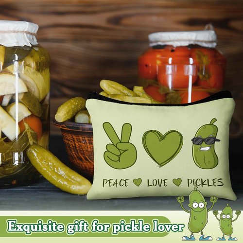 Clysee 6 Pcs Christmas Pickle Gifts Bulk Funny Makeup Bag Portable Zipper Pouch Bag Travel Pouch Party Gifts Bulk for Women Friend Pickle Lovers Party Favors