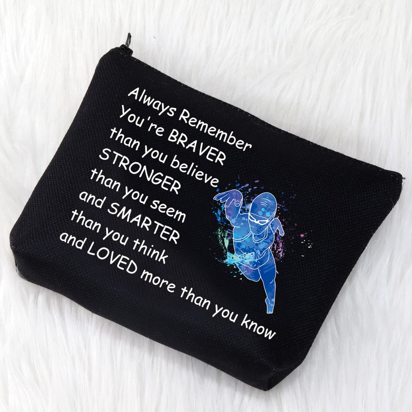 Swimming Gifts Swim Lover Gifts Swimmer Bag Cosmetic Makeup Bag Swimming Team Gifts for Women Travel Pouch Toiletry Bag Organizer Case (Swimming Bag Girl Black)