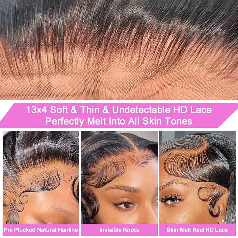 XNAIRA Bob Wig Human Hair 13x4 HD Lace Front Wigs for Women 180% Density 100% Brazilian Virgin Straight Short Bob Human Hair Wig Glueless Pre Plucked Natural Black Color 12 Inch