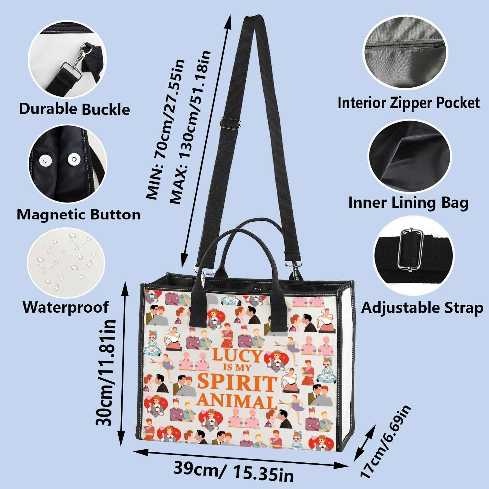 WZMPA Funny Lucy Fans Cosmetic Bag Lucy TV Show Fans Gift Lucy Is My Spirit Animal Zipper Pouch Makeup Bag For TV Series Fans (LUCY Spirit BG)