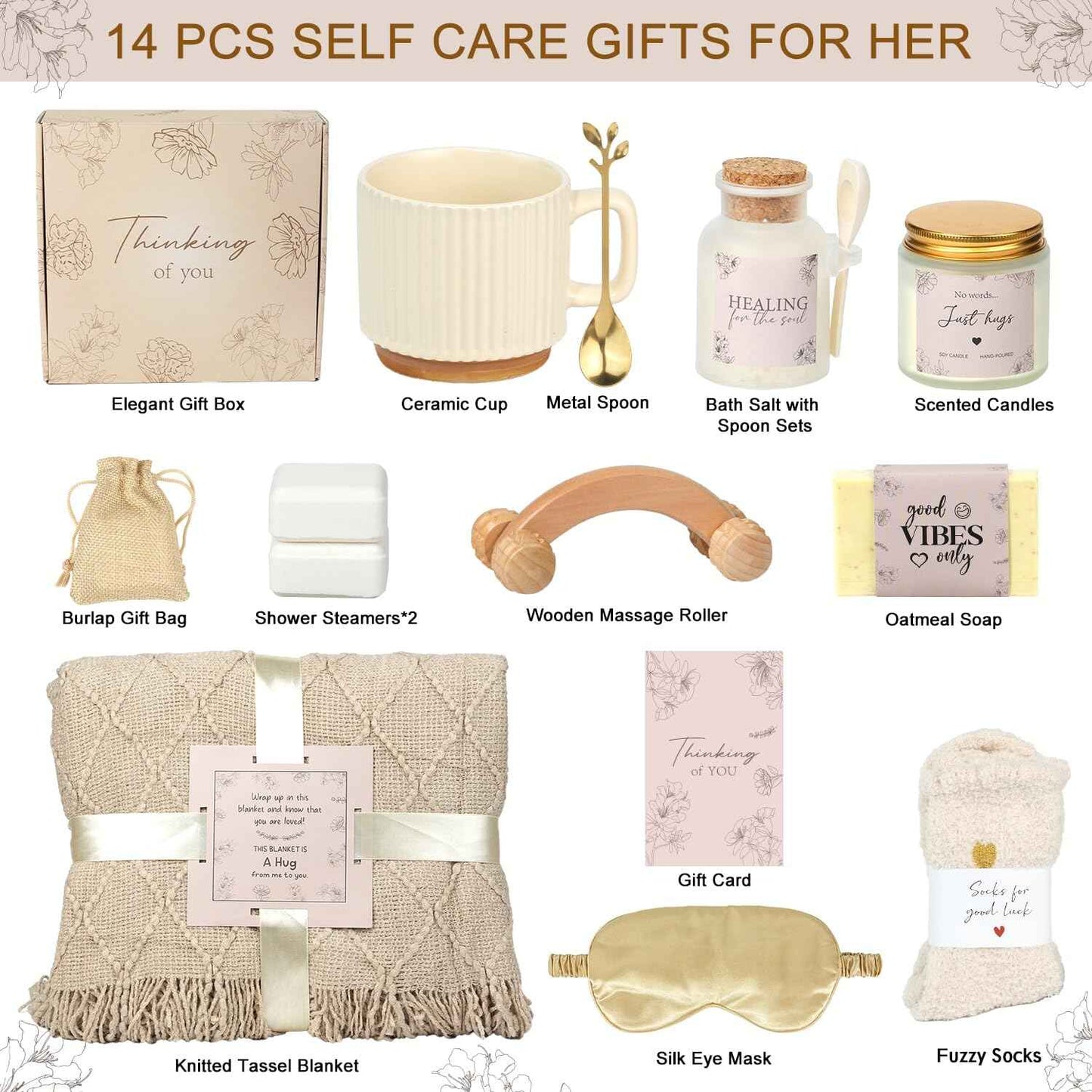 Thinking of You Gift Basket, Self Care Get Well Soon Birthday Gifts for Women, Relaxing Spa Gifts Basket Sick Care Package for Women, Relaxation Get Well Gift for Woman After Surgery, Sympathy Baskets