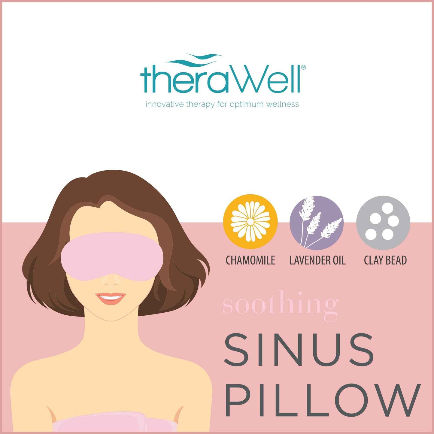 Therawell Anti-Stress Hot/Cold Clay Bead Sinus Eye Mask, Lavender & Chamomile, Pink
