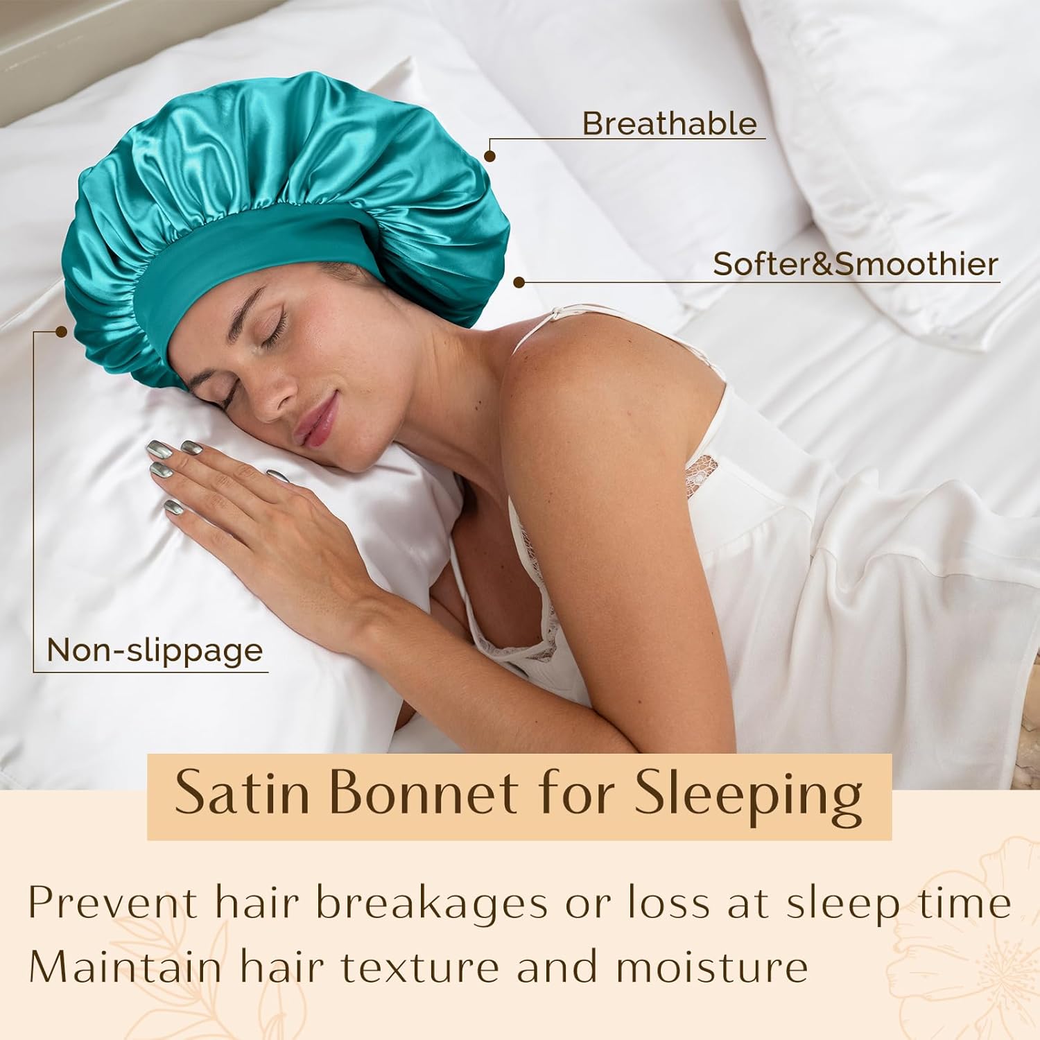 YANIBEST Silk Bonnet for Men Women Hair Bonnet for Sleeping Double Layer Satin Bonnets for Black Women Curly Hair Sleep Cap