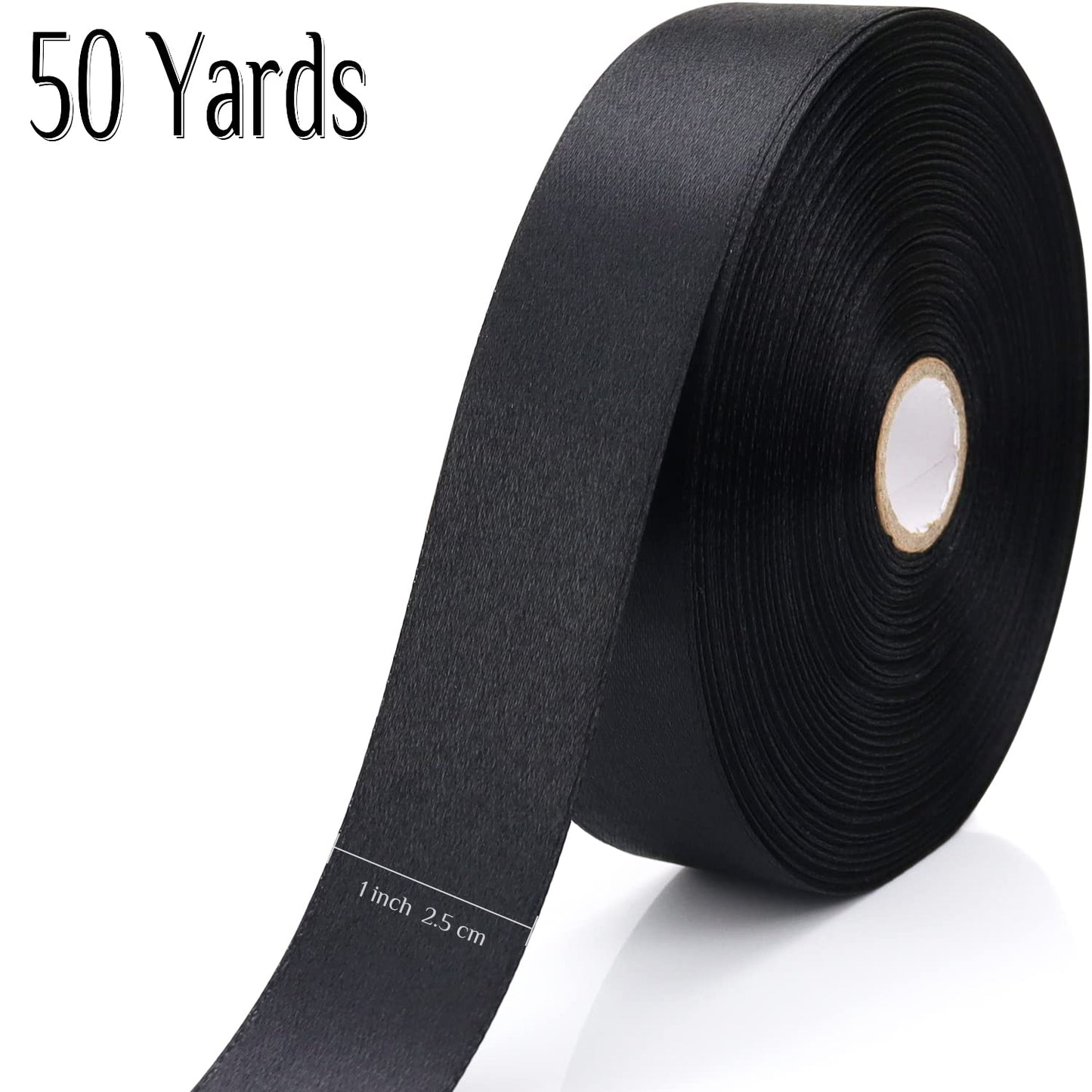 Nsilu 1 inch, Black Ribbon for Gift Wrapping 50 Yards Perfect Wedding Party Wreath Sewing DIY Hair Accessories Decoration Floral Hair Balloons Other Projects