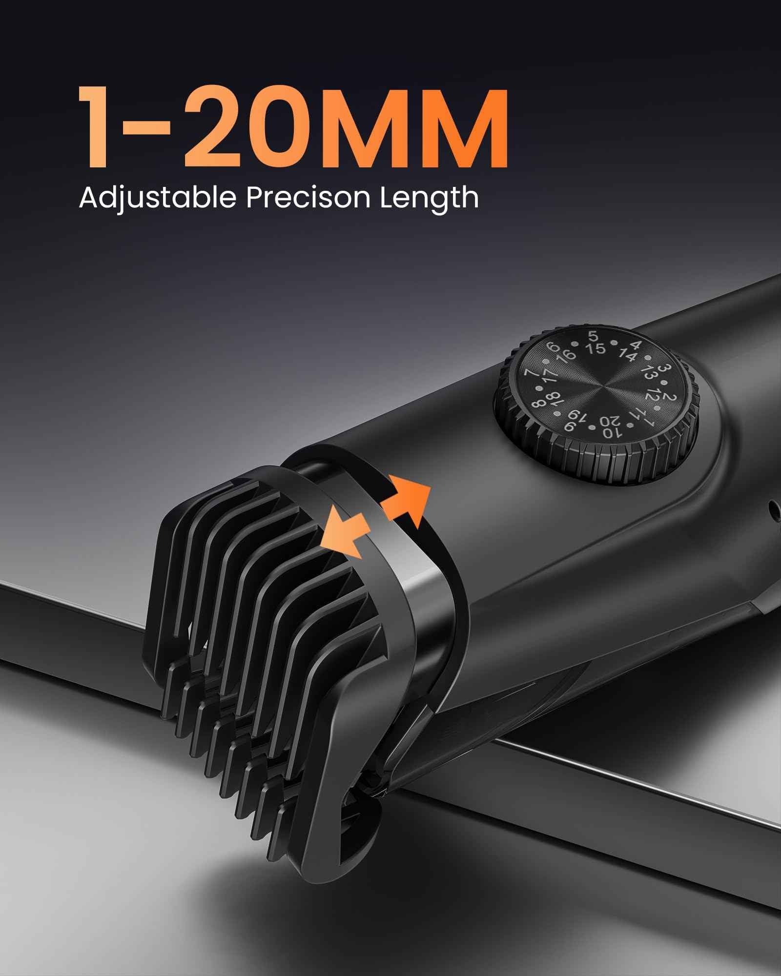 kurtmark Vacuum Beard Trimmer for Men, Rechargeable Electric Mens Beard Trimmer with Adjustable Length Comb (1-20mm), Cordless Mustache Trimmer for Men with Built-in Vacuum for Facial, Sideburns