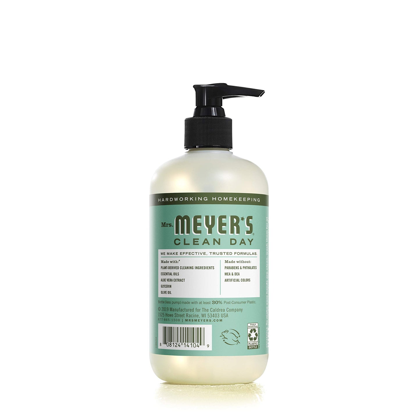 MRS. MEYER'S CLEAN DAY Liquid Hand Soap, Cruelty Free and Biodegradable Hand Wash Made with Essential Oils, Basil Scent, 12.5 oz - Pack of 6