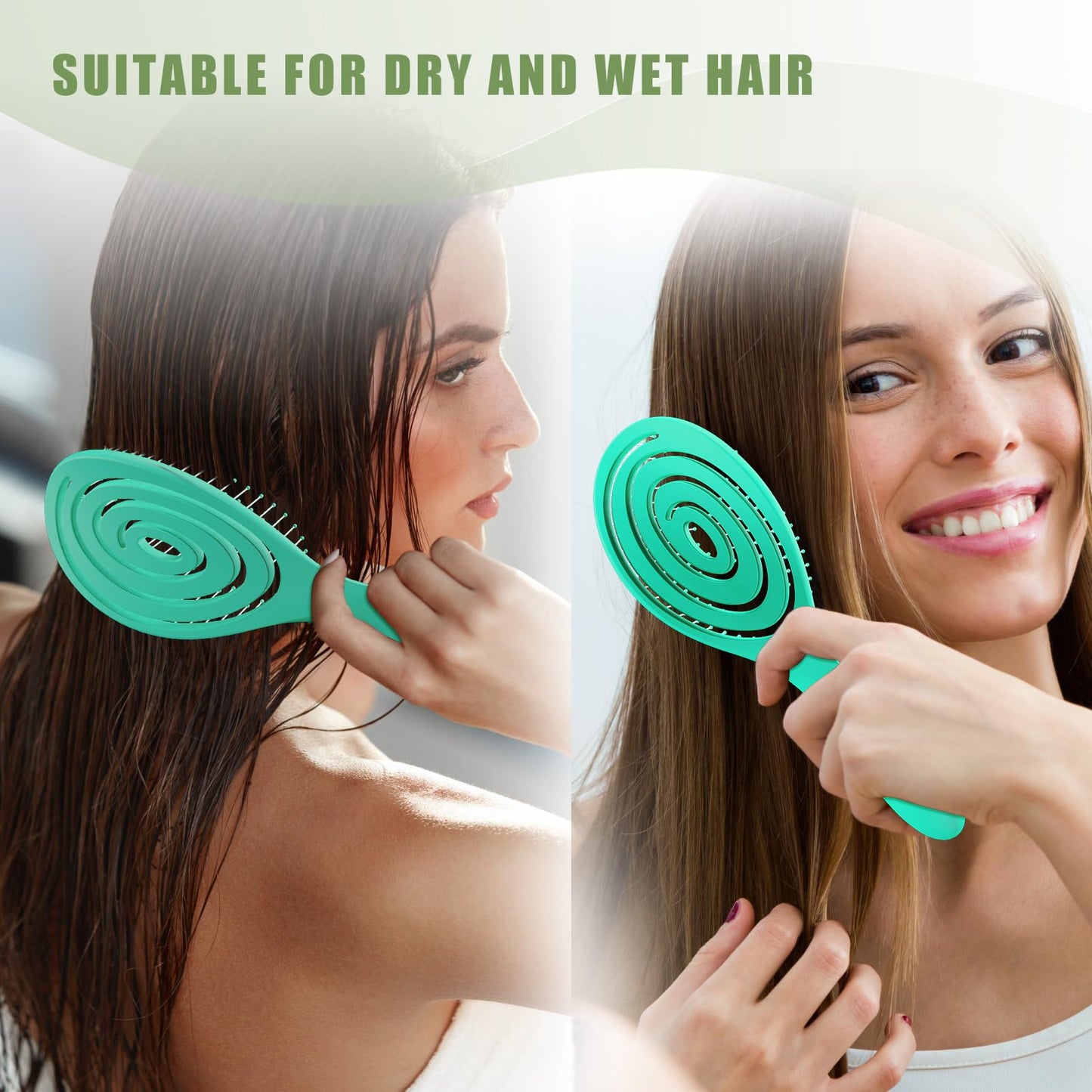 SHINLEA Detangle Hair Brush Anti Tangle Hair Brush, Detangling Wet & Dry Hair Brush Spiral Hairbrush for Women, Men, Kids, Glide Through Tangles For All Hair Types (Green)