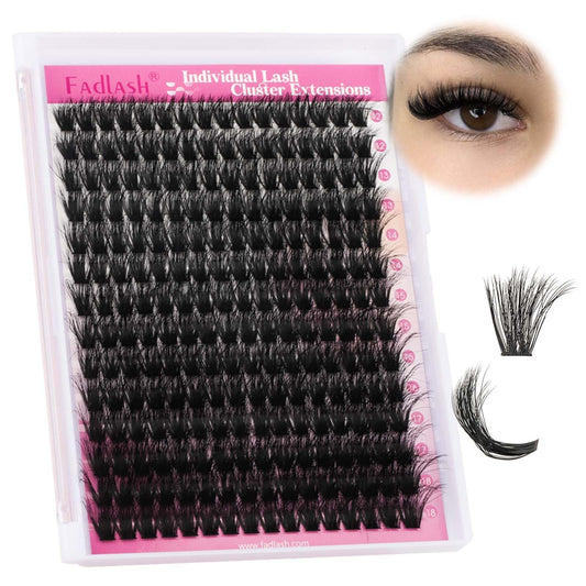 FADLASH Lash Clusters 100D Fluffy Eyelash Clusters 12-18mm Individual Lashes Cluster Eyelash Extensions 3D Effect Wispy Thick Lash Extension Clusters (100D-0.07-D, 12-18mm)