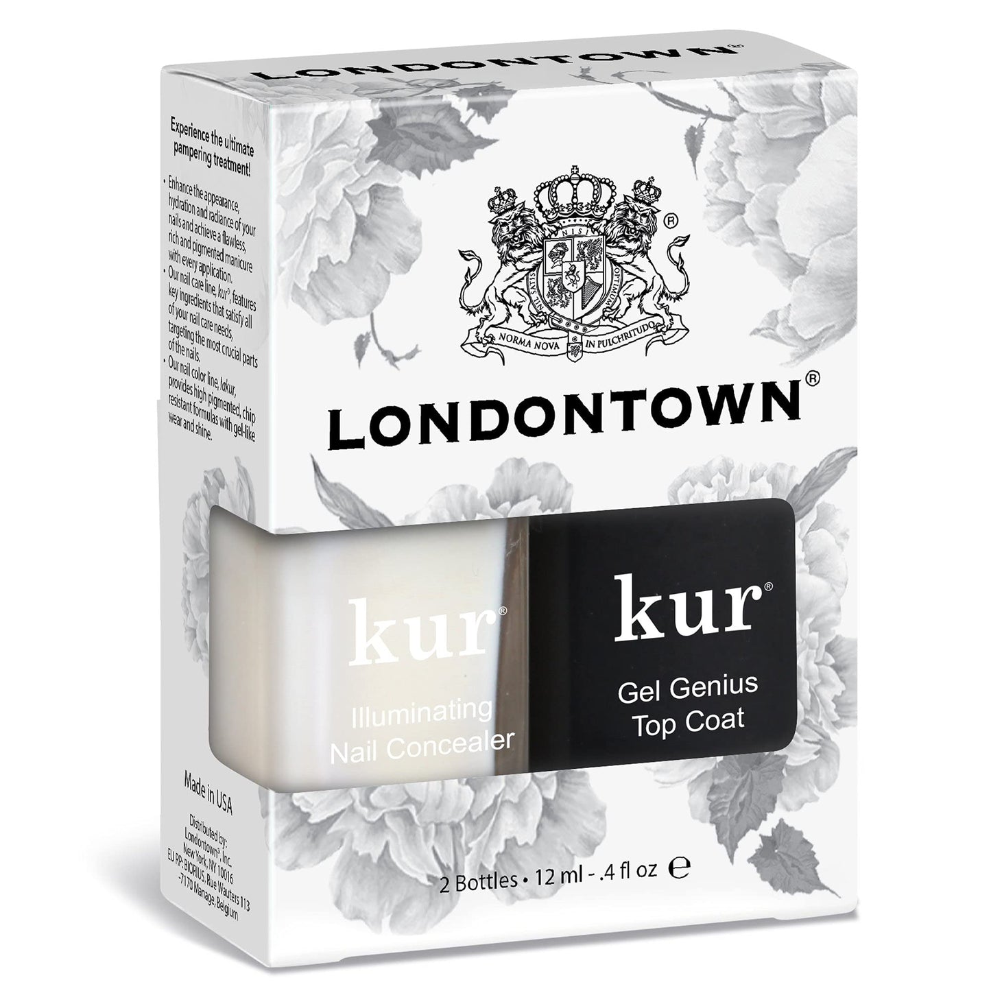 LONDONTOWN kur Milky Nail Conceal & Go Duo Set, Includes Milky Nail Illuminating Concealer & Gel Genius Top Coat, 2 Piece Set, 0.4 Fl Oz