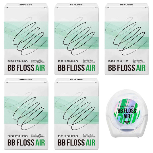 Brushmo Black Floss Air (BB Floss Air) - Ultra Soft & Thin Expanding Gum-Friendly Soothing Mint Dental Floss, Natural Wax Helps Remove Plaque from Teeth, Dentist Designed PTFE & PFAS Free, 275 yd