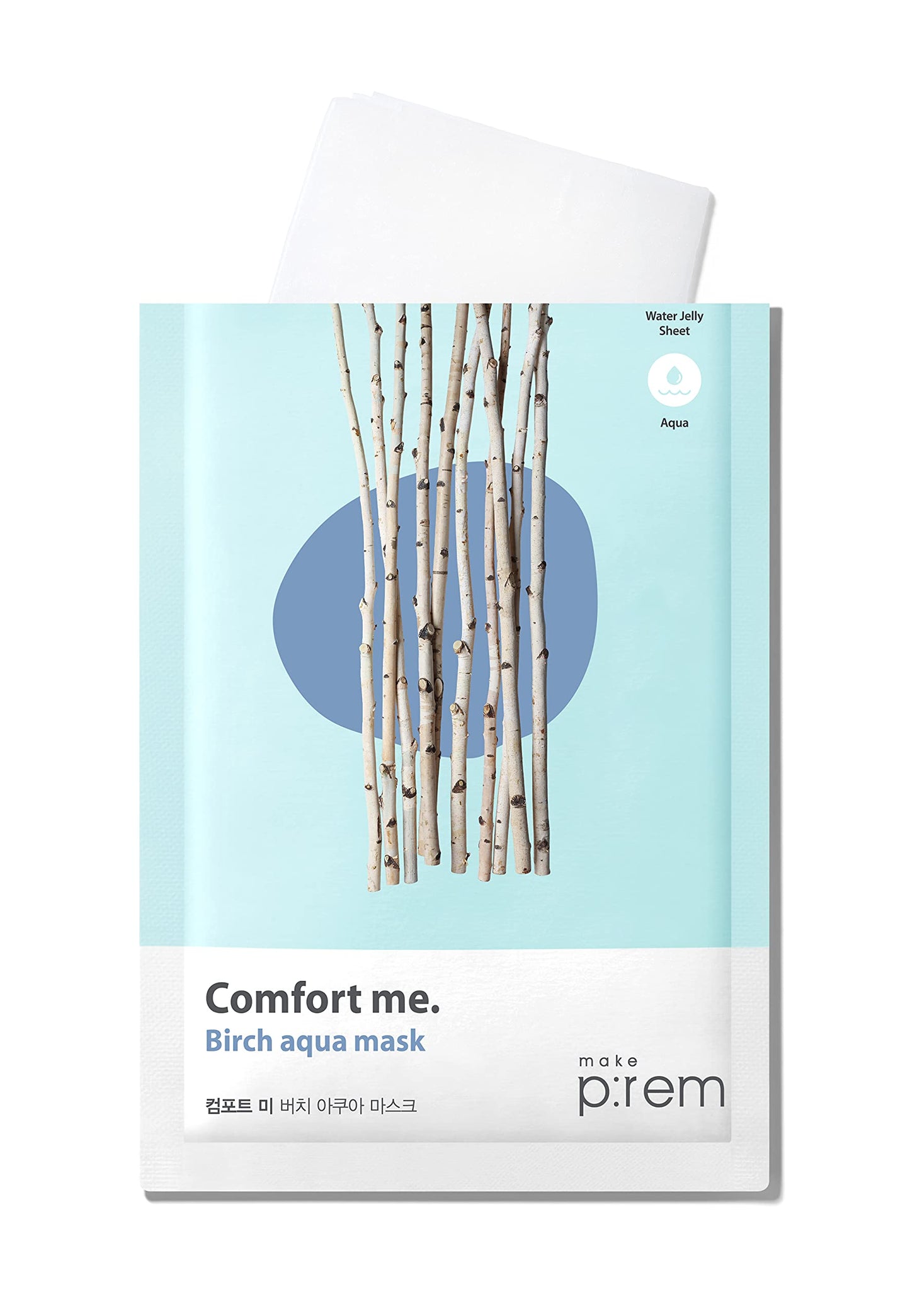 MAKE P:REM Comfort Me. Birch Aqua Mask, Korean Facial Sheet Mask for Men and Women, Cooling & Hydrating Face Mask, No Artificial Fragrance,10 Sheets