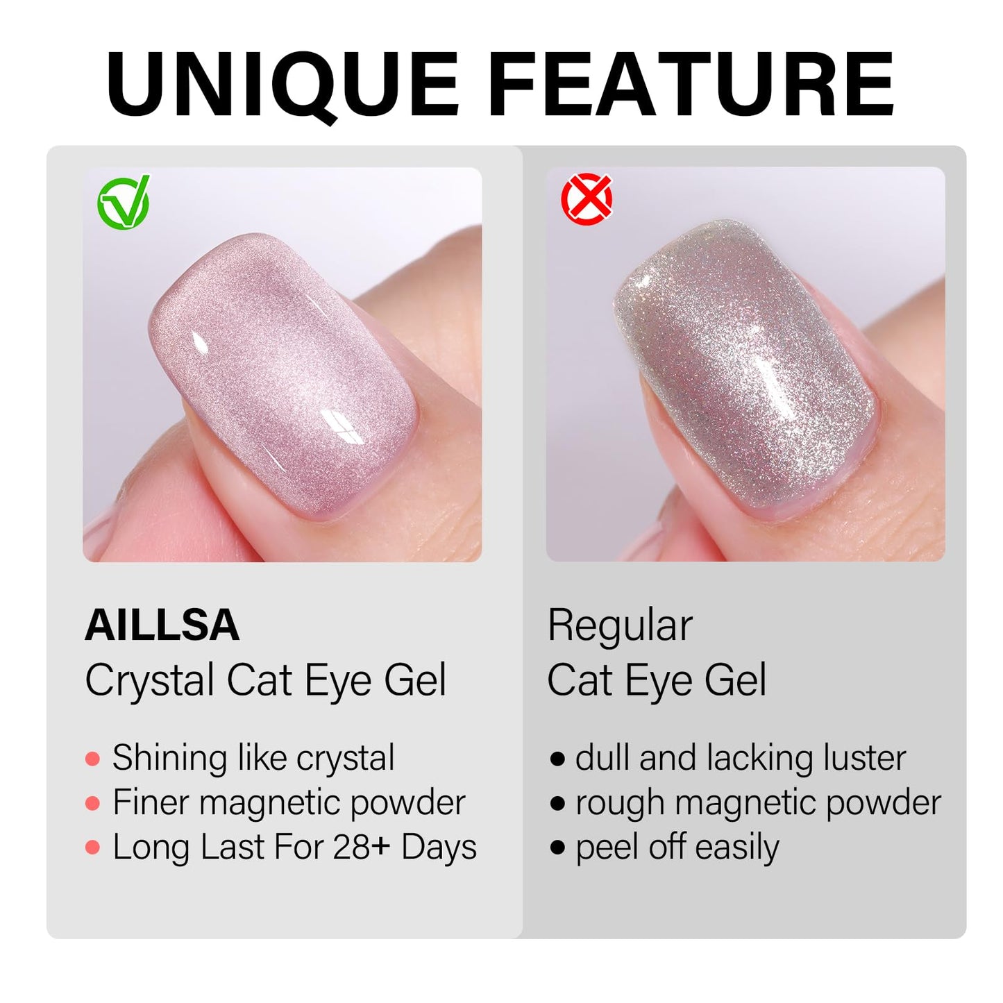 AILLSA Cat Eye Gel Nail Polish Purple Crystal Glitter Gel Polish with Magnet, Smokey Glass Jelly Gel Nail Polish Sparkle Shimmer Reflective Translucent Color U V Gel Salon DIY at Home 0.5 OZ GF23