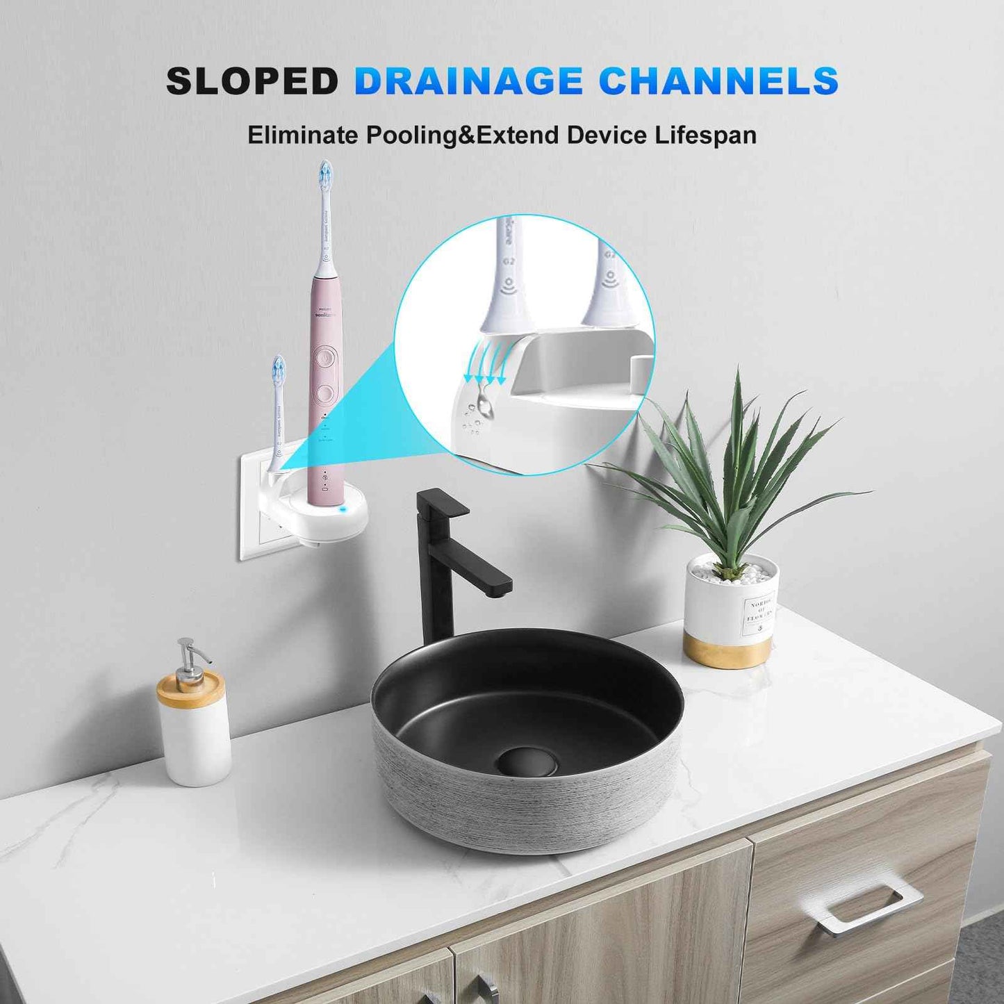 Replacement Charger Base for Philips Sonicare Electric Toothbrush Charger Base for HX6100/HX4100/HX3000/HX6000/HX8000/HX9000 Series US Plug Direct Wall Charger Hygienic White