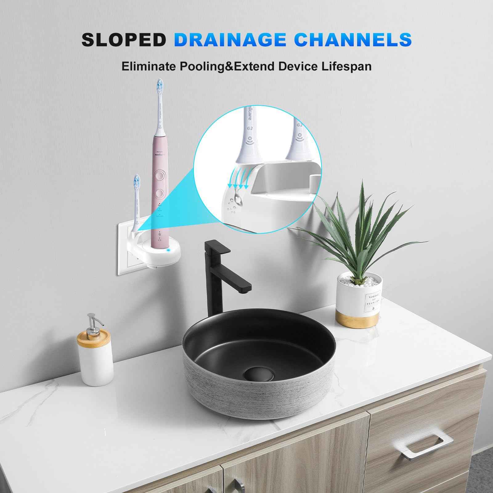 Replacement Charger Base for Philips Sonicare Electric Toothbrush Charger Base for HX6100/HX4100/HX3000/HX6000/HX8000/HX9000 Series US Plug Direct Wall Charger Hygienic White