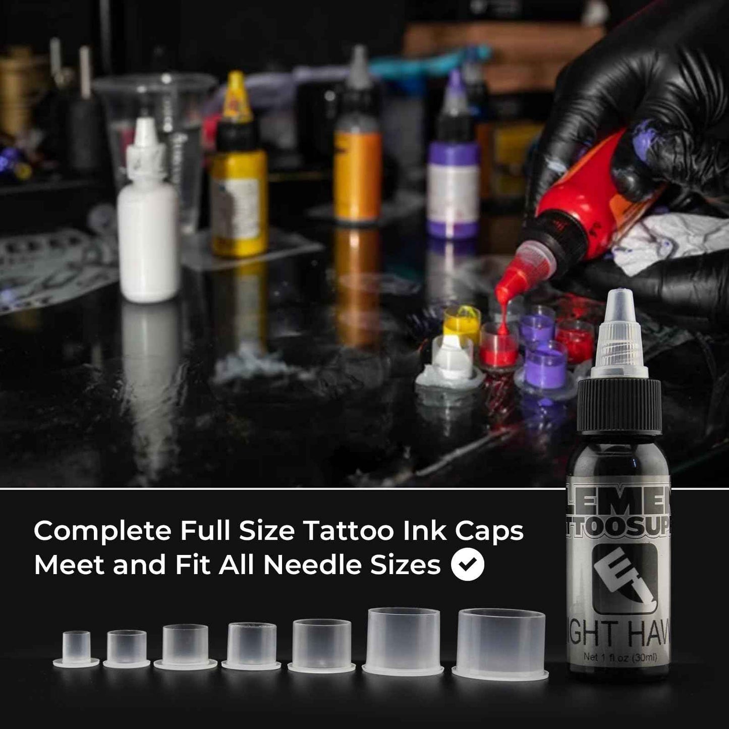 Tattoo Ink Caps with Base Full Size Tattoo Ink Cups-100pcs Clean Ink Cup for Tattoo Permanent Makeup Pigment Container Tattoo Accessories,Tattoo Ink,Tattoo Supplies (17×14mm(100PCS))