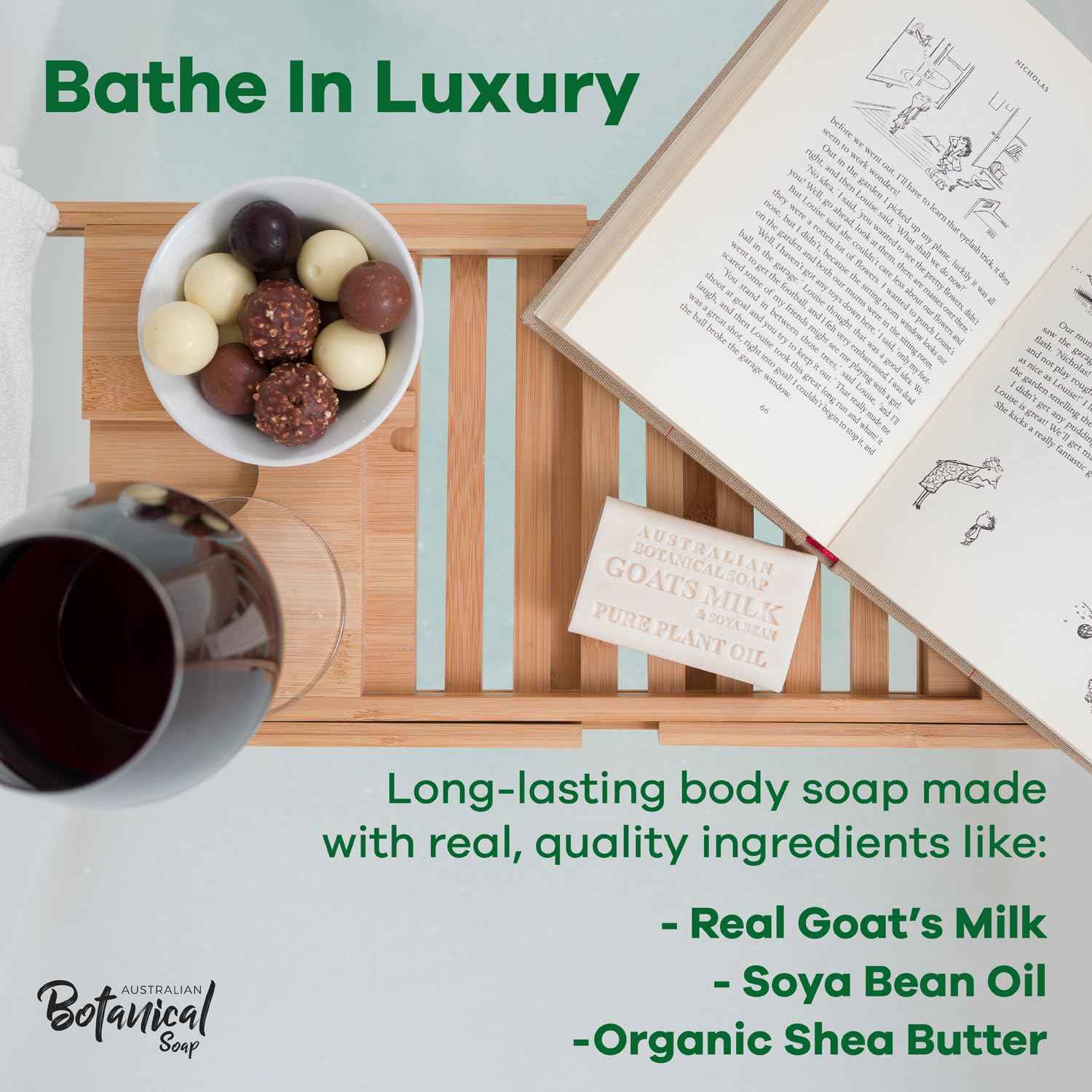 Australian Botanical Soap 6.6 OZ, Pack of 8, Goat Milk Soap Bars with Soya Bean Oil, Enriched with Organic Shea Butter, Suitable for All Skin Types, Packaging May Vary