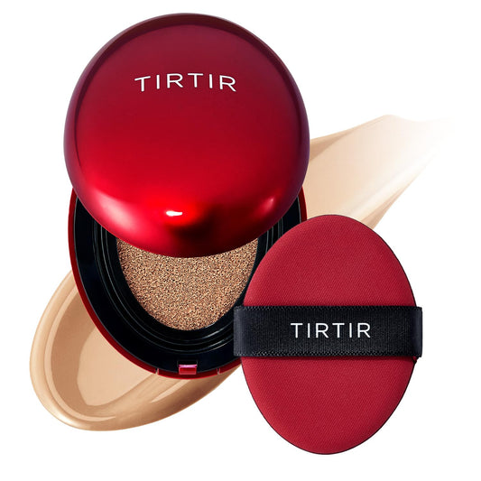 TIRTIR Mask Fit Red Cushion Foundation | Full coverage, Weighless, Skin fit, Satin Glow Finish, Korean cushion foundation (#33N Macchiato, 0.63 Fl Oz (Pack of 1))