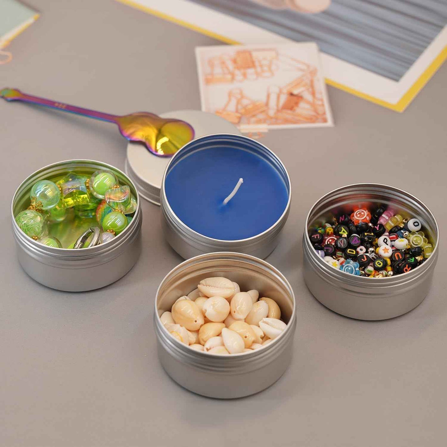 LIYAR 3 oz Tins with Lids, 40 Pack Aluminum Jars 3 oz Tin Salve Tins Refillable Containers With Screw Top and Labels for Salve,Candle,Spices or Balms(Silver)