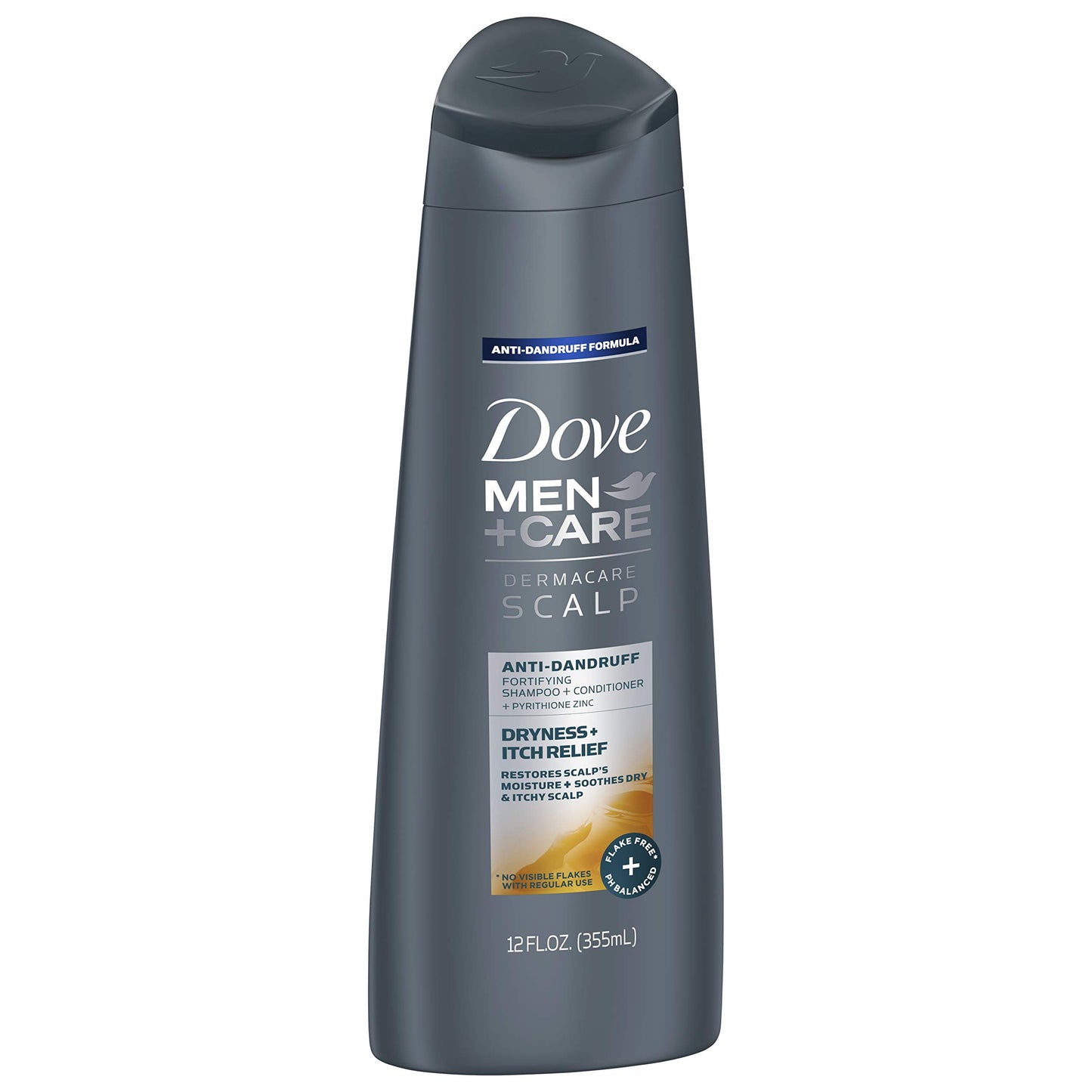 Dove Men + Care Dermacare Scalp - Anti-Dandruff Shampoo + Conditioner 2 in 1 - Dryness + Itch Relief - Net Wt. 12 FL OZ (355 mL) Per Bottle - Pack of 2 Bottles